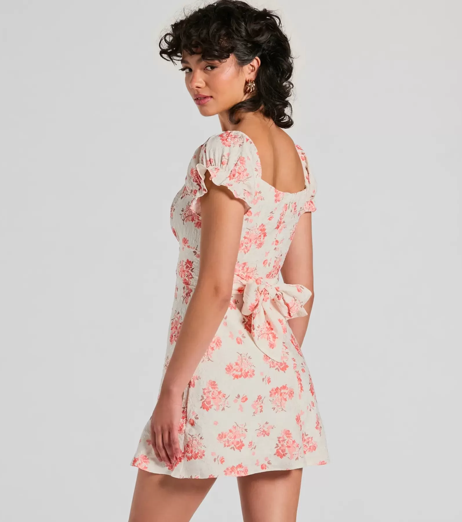 Windsor Sundresses*Sure To Adore Puff Sleeve A-Line Short Floral Dress