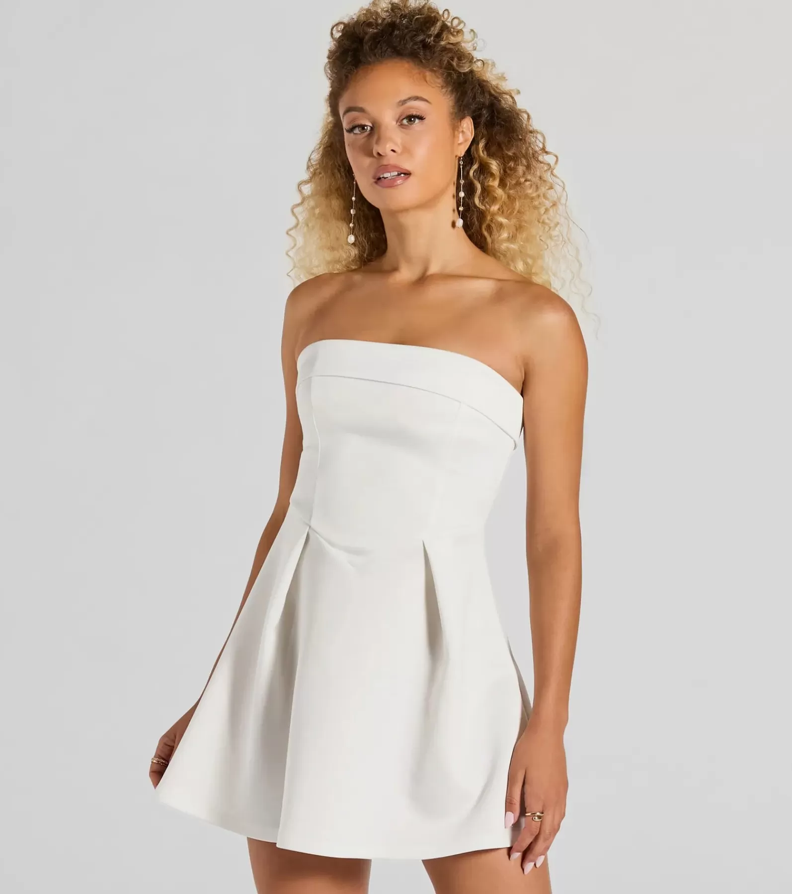 Windsor Rehearsal | Bridal Shower*Sweet And Sassy Strapless Scuba Knit Skater Dress