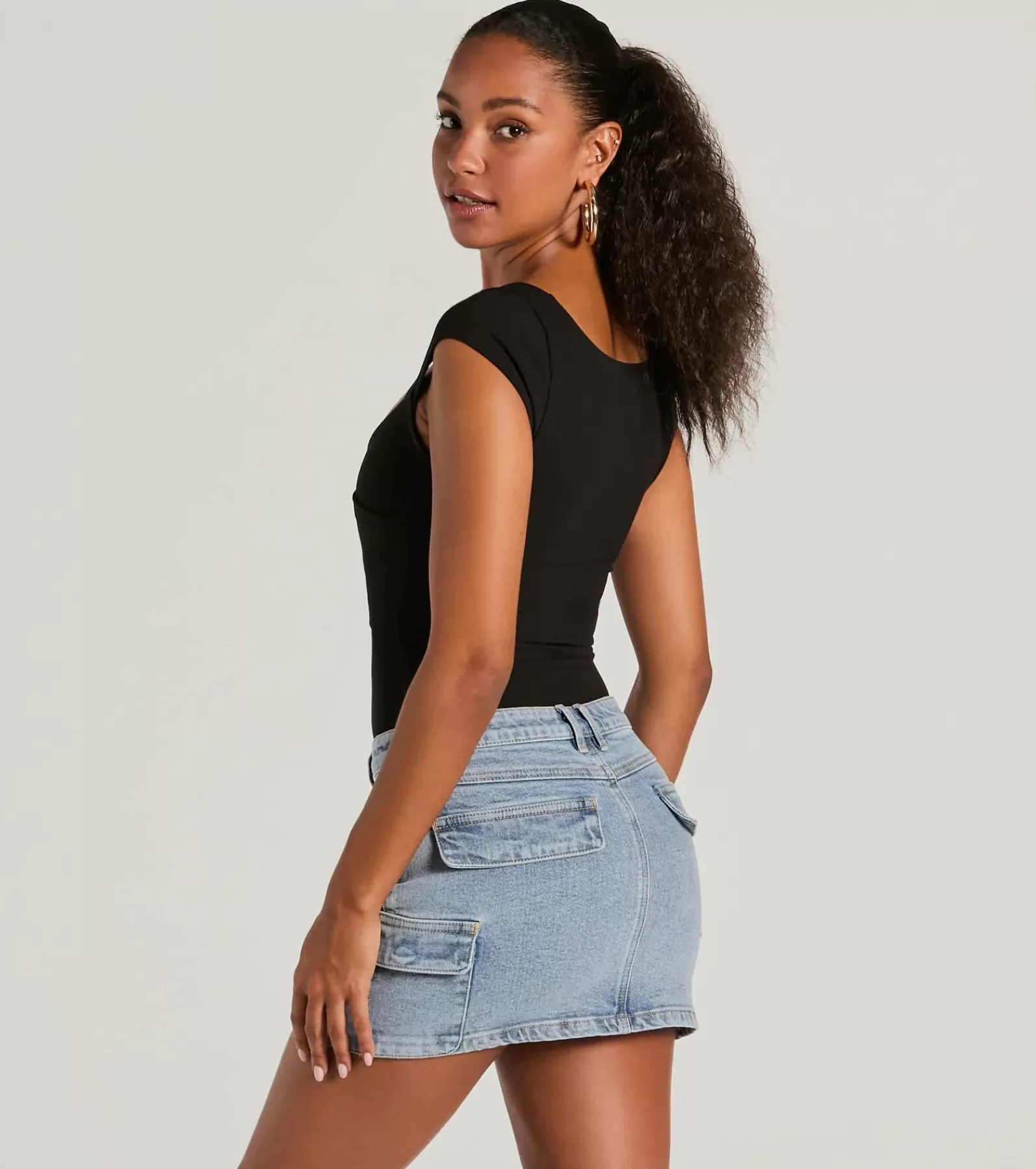Windsor Basic Tops | Bodysuits*Sweet Traits Cap Sleeve Crisscross Rib Knit Bodysuit