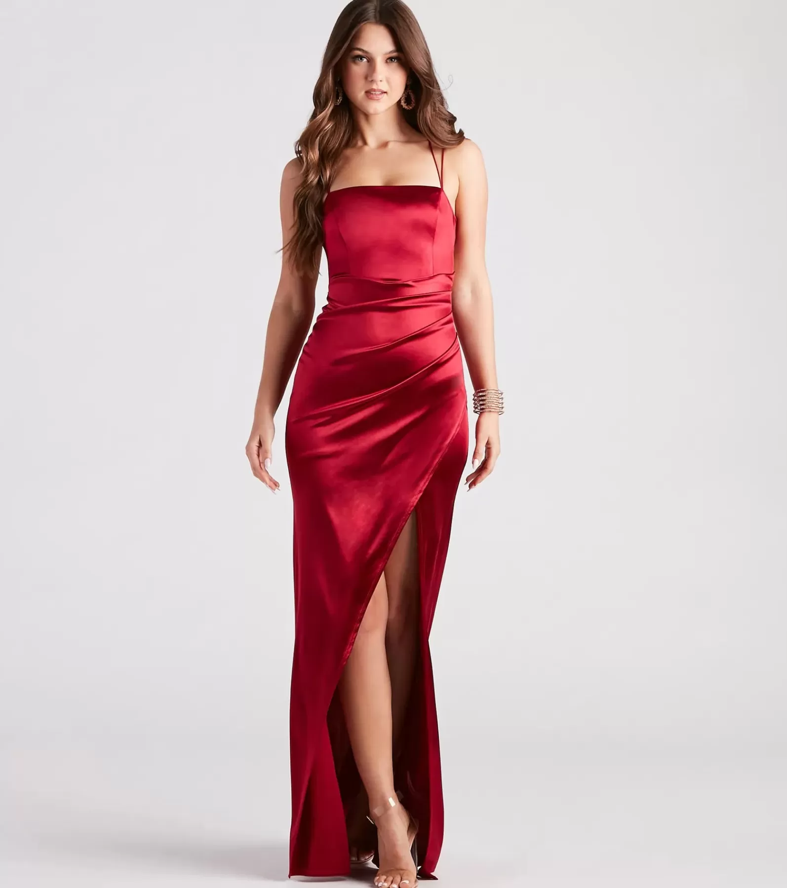 Windsor Satin Bridesmaid Dresses | Green Bridesmaid Dresses*Tammy Formal Satin Strappy Back Dress