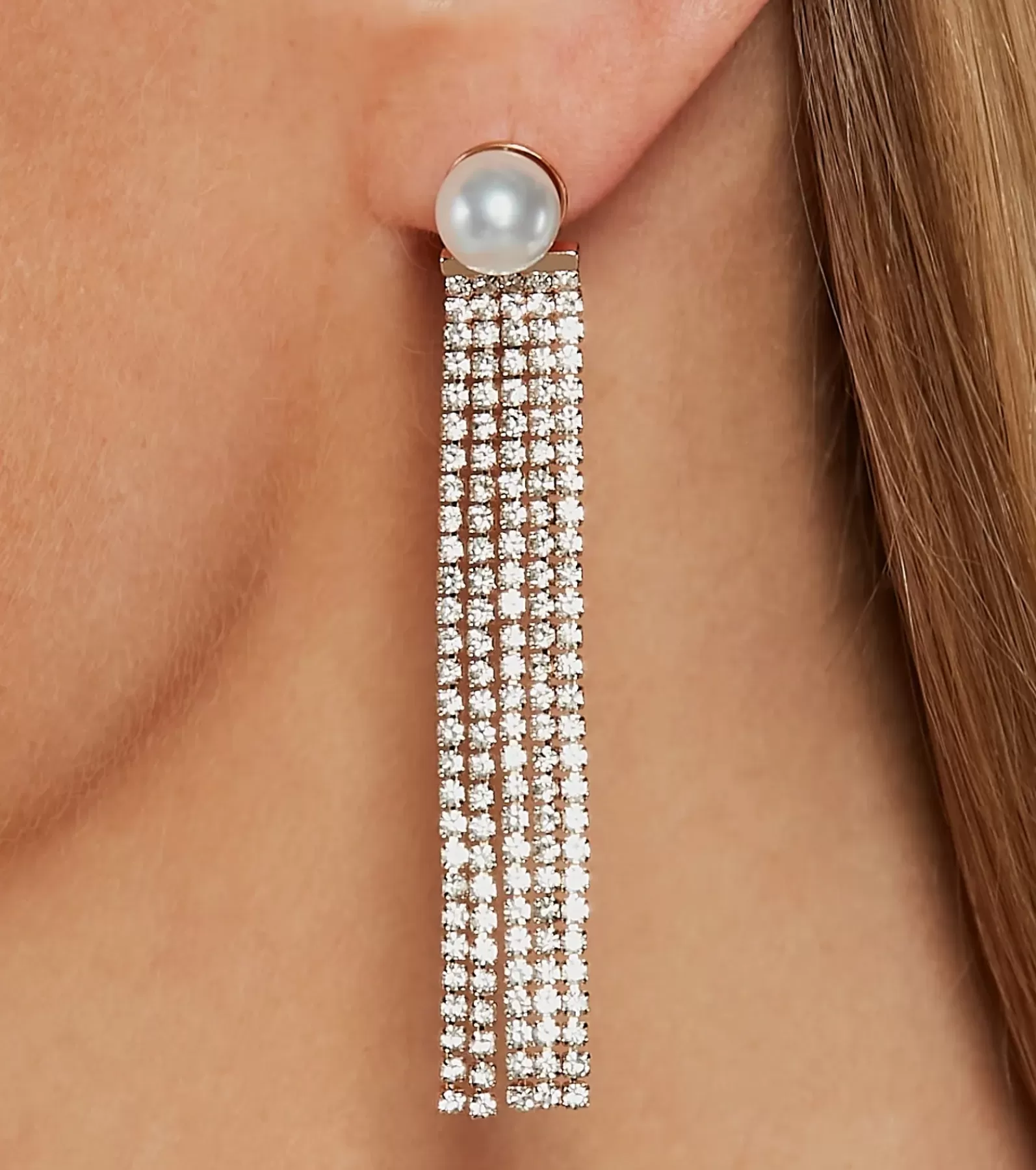 Windsor Earrings | Accessories*Tasteful Trend Faux Pearl Rhinestone Fringe Earrings
