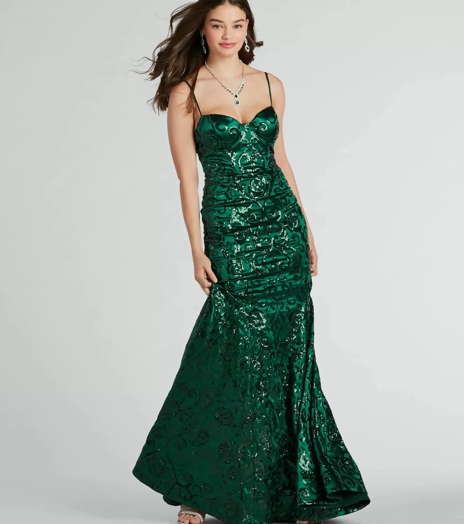 Windsor Sequin Bridesmaid Dresses | Satin Bridesmaid Dresses*Tori Sweetheart Mermaid Sequin Satin Formal Dress