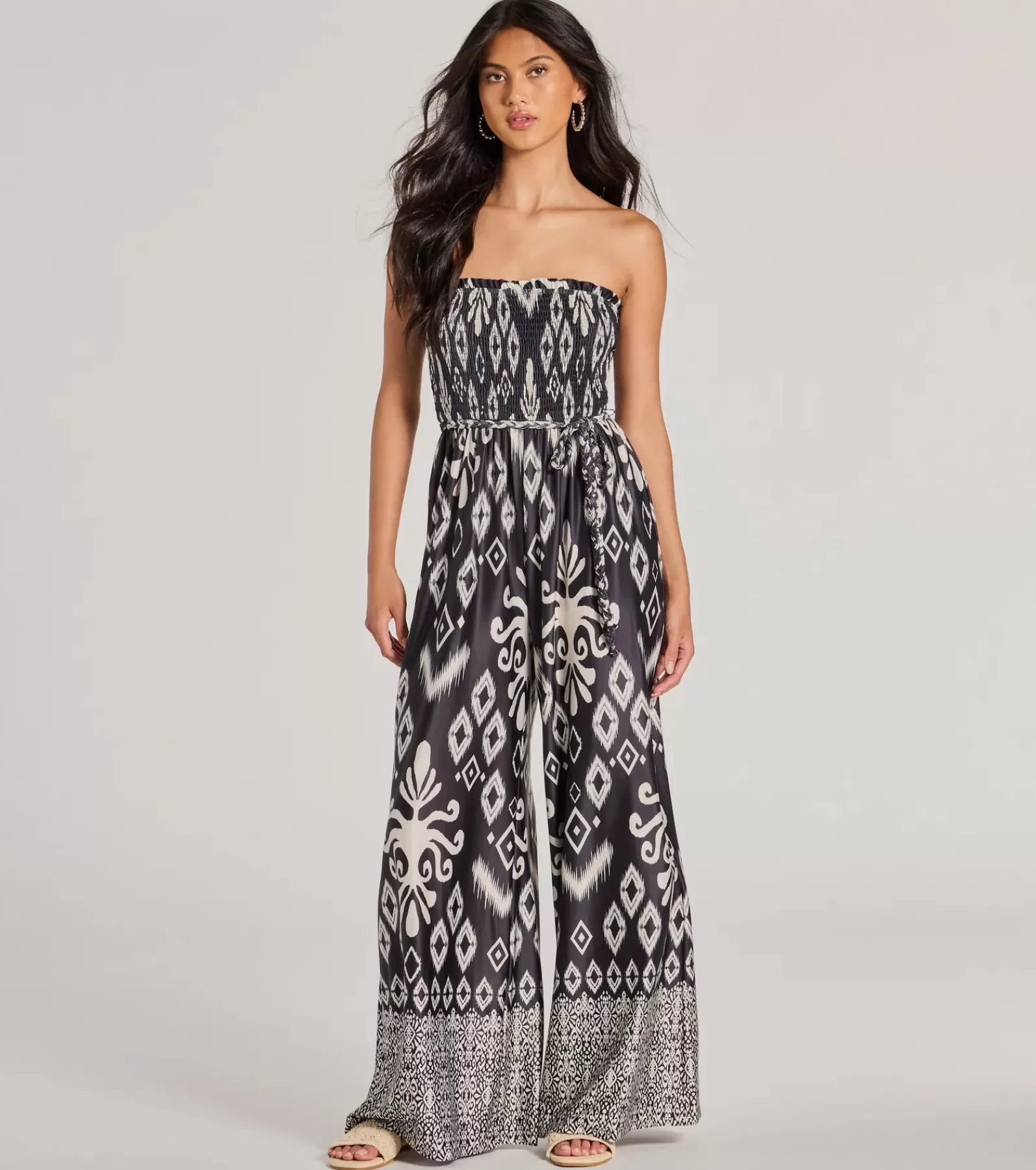 Windsor All Jumpsuits & Rompers | Black Pants*Trendy Ease Strapless Boho Print Wide-Leg Jumpsuit