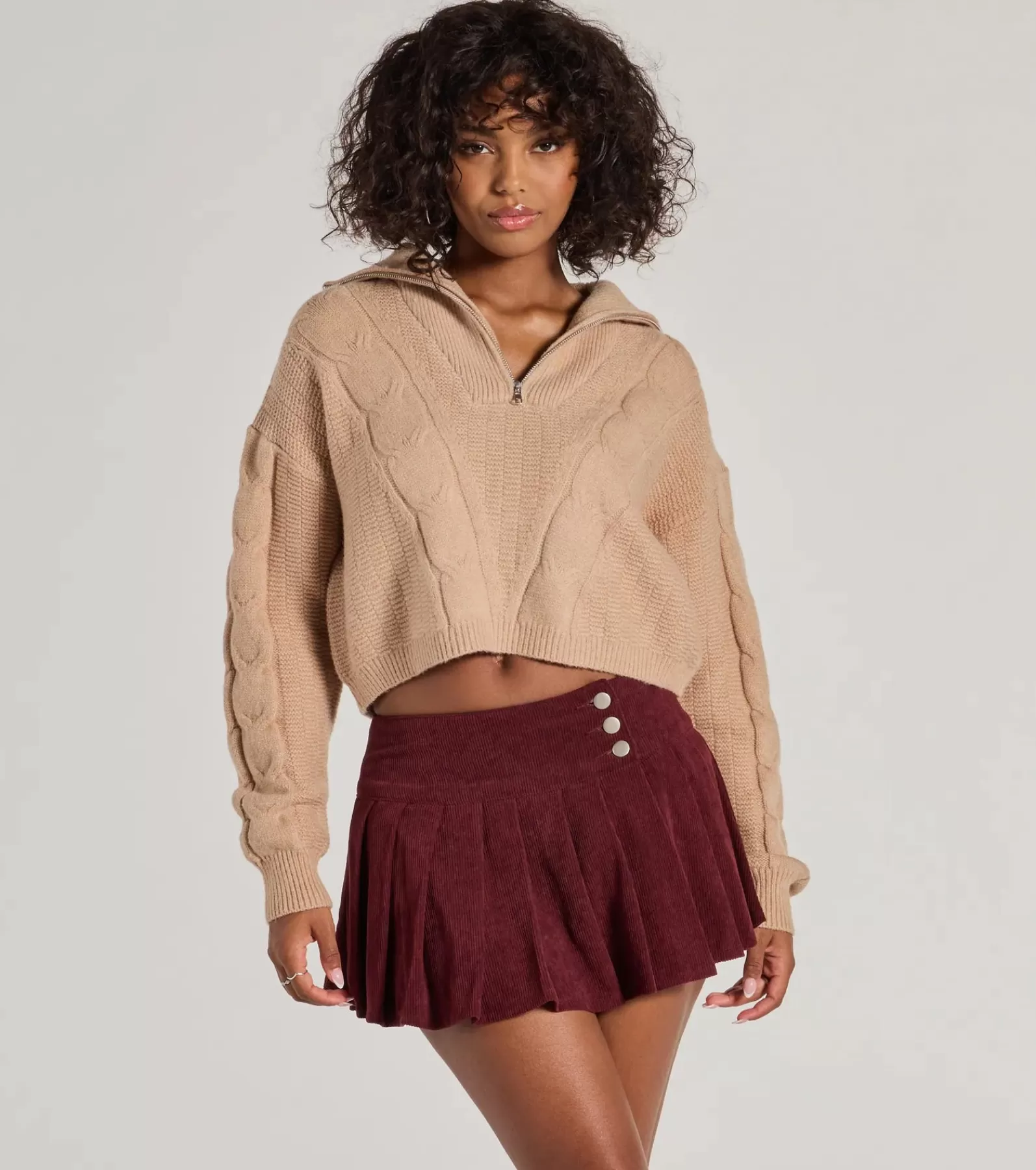 Windsor Shorts | Mini Skirts*Trendy Status Corduroy Pleated Drop Waist Mini Skort