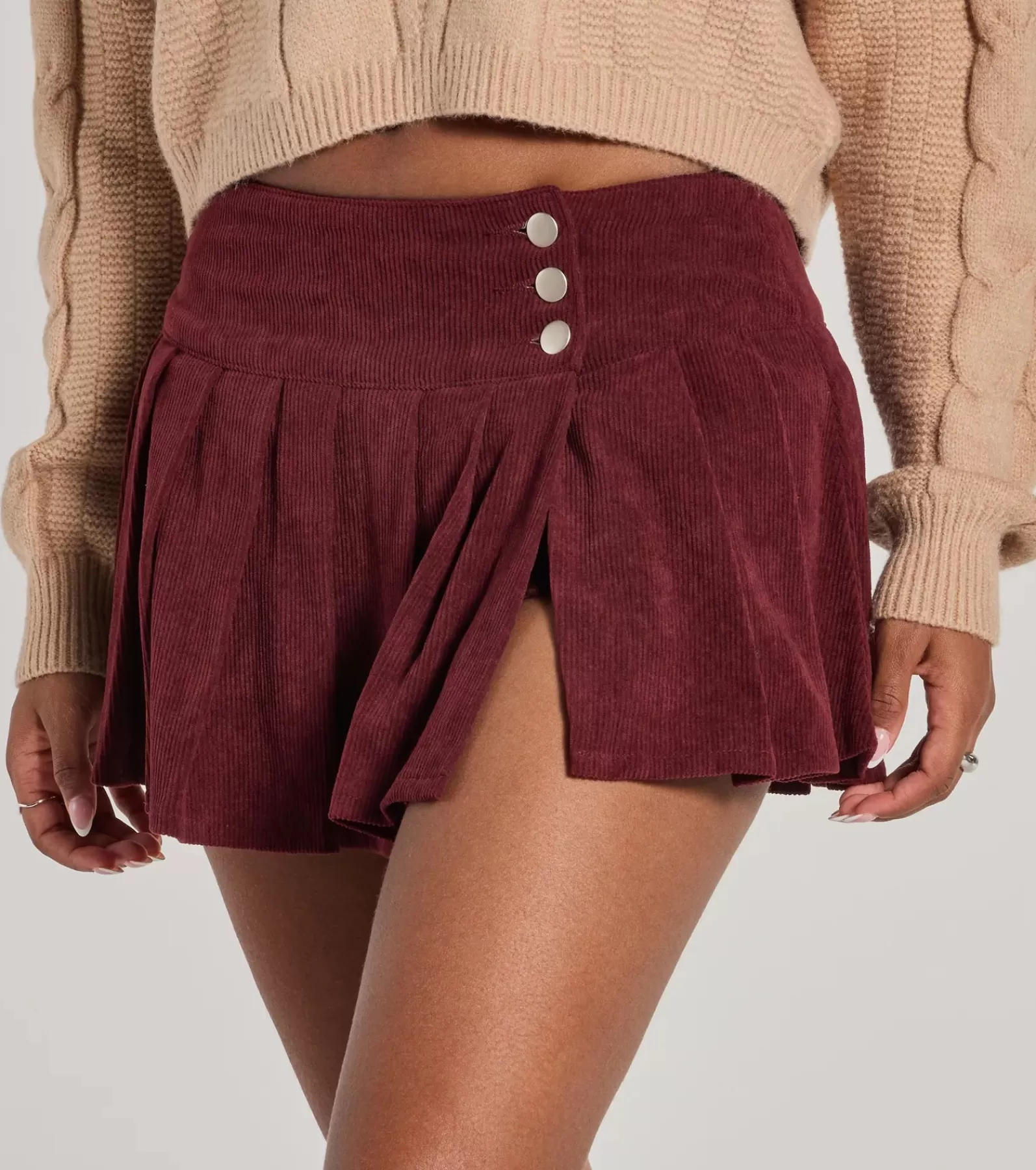 Windsor Shorts | Mini Skirts*Trendy Status Corduroy Pleated Drop Waist Mini Skort