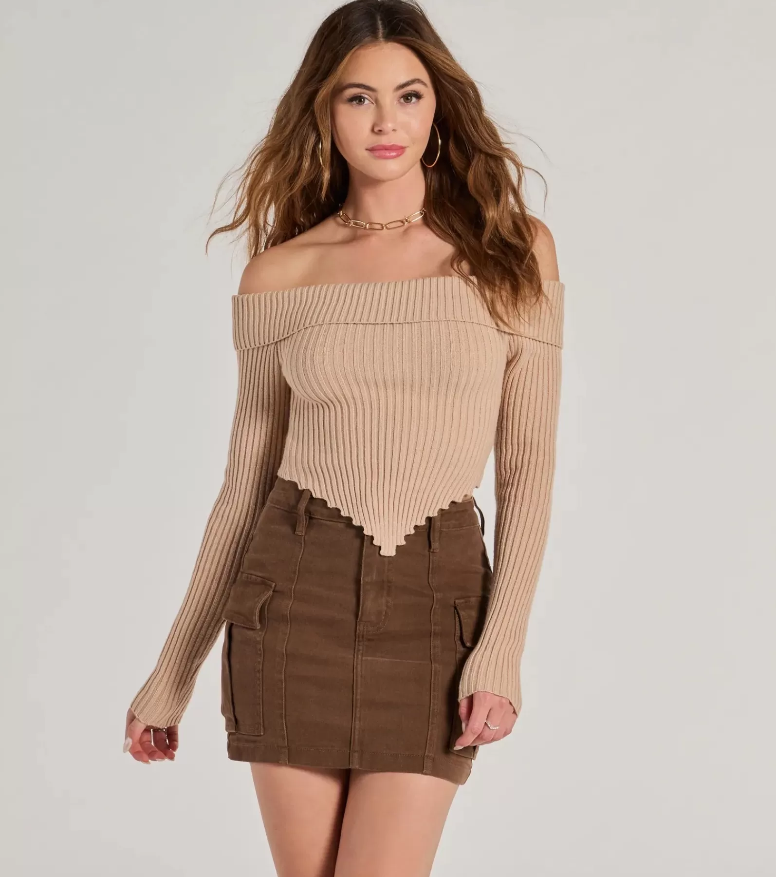 Windsor Off The Shoulder Tops | Sweaters & Cardigans*Trendy Textures Ribbed Knit Off The Shoulder Top