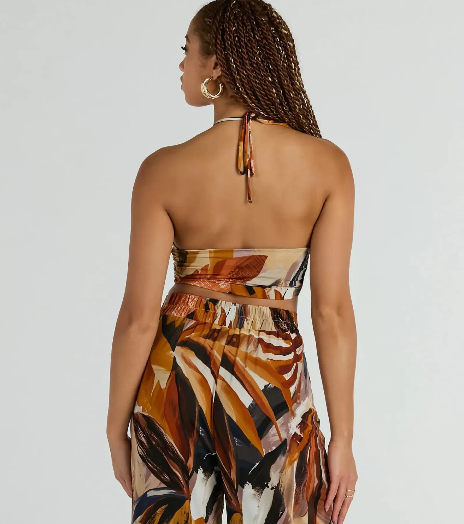 Windsor All Matching Sets*Vacay Ready Tropical Knit Halter Crop Top
