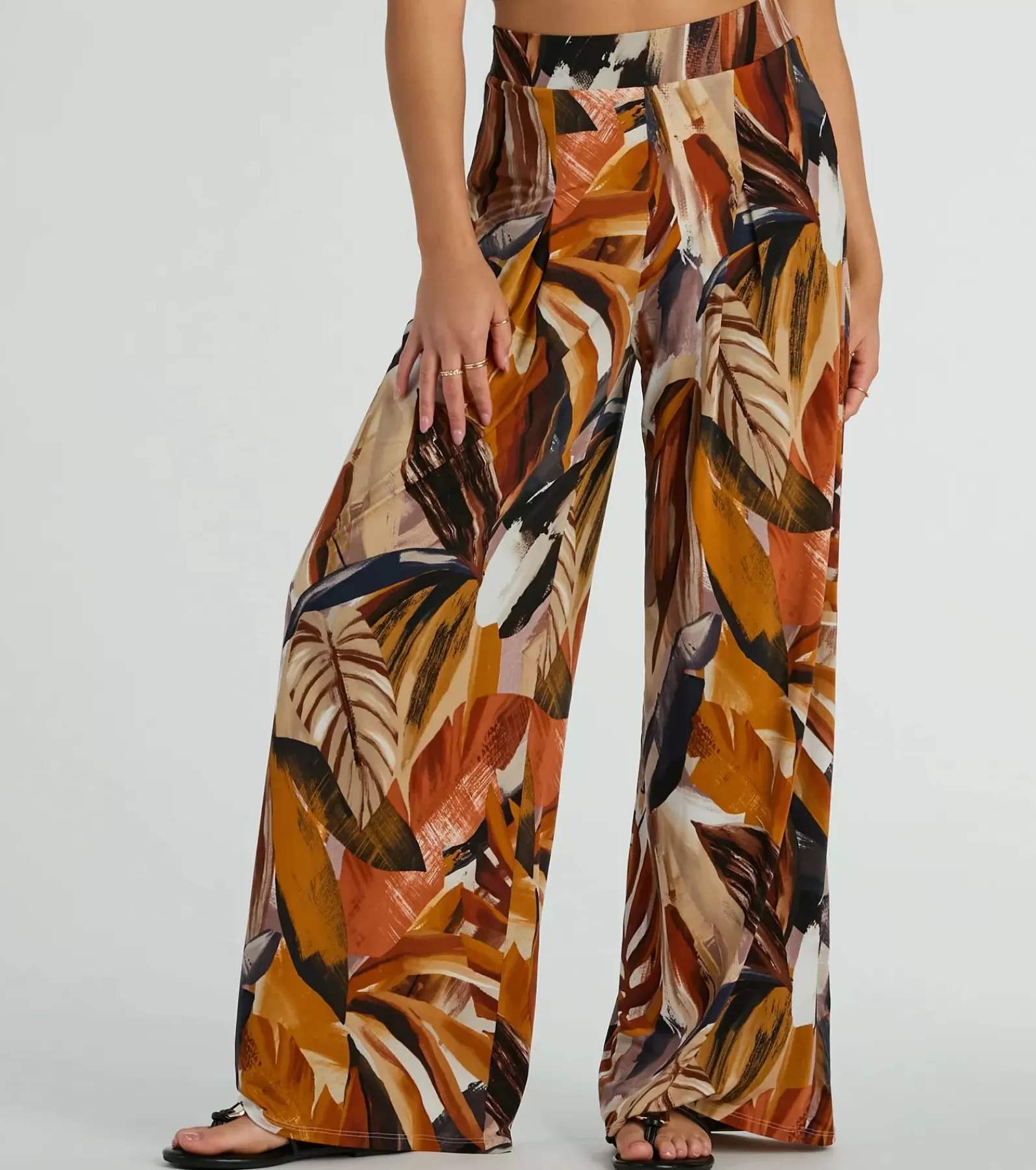 Windsor All Matching Sets | Pants*Vacay Ready Tropical Knit Wide-Leg Pants