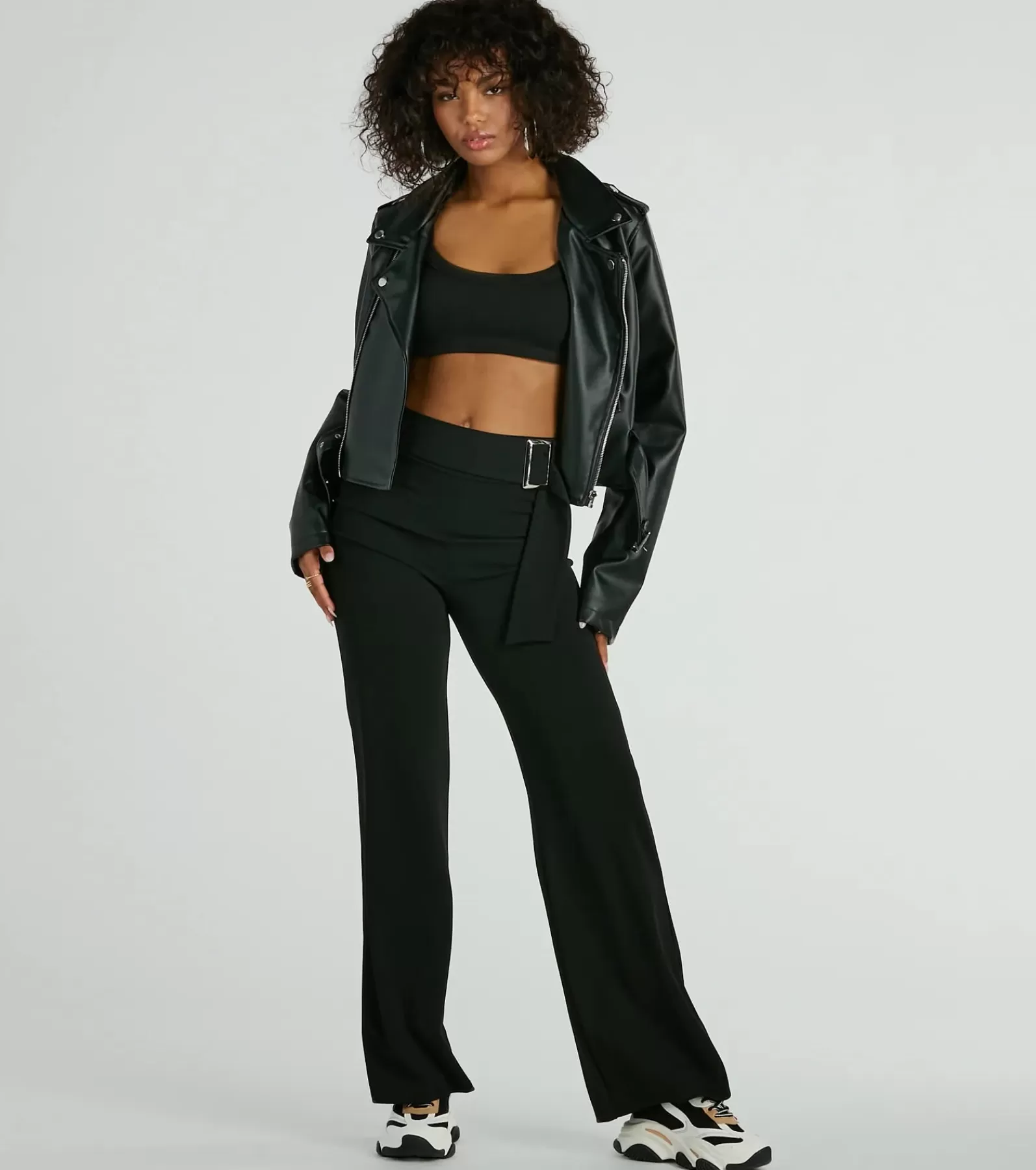 Windsor Black Pants | Flare Pants*Walk The Walk High Rise Belted Crepe Trouser Pants