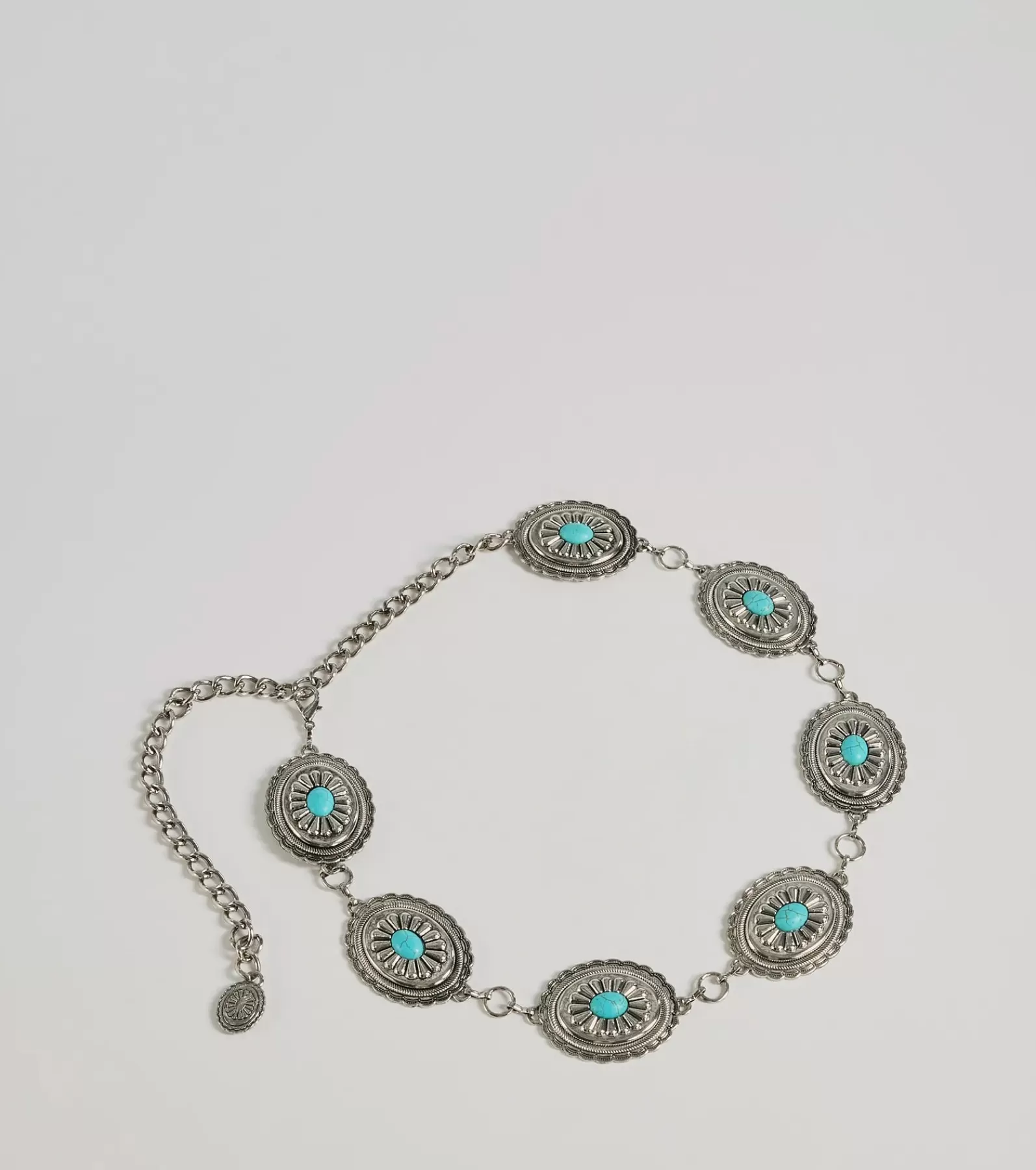 Windsor Belts | All Accessories*Western Flair Oval Concho Stone Chain Belt