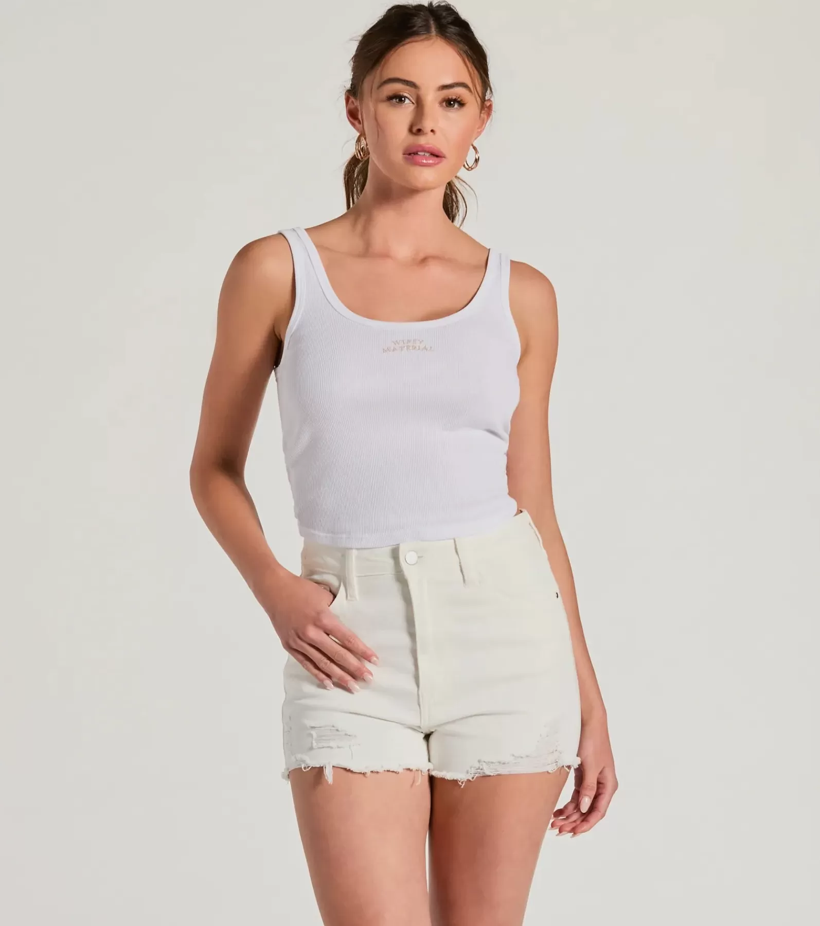 Windsor Honeymoon*Wifey Material Scoop Neck Tank Crop Top