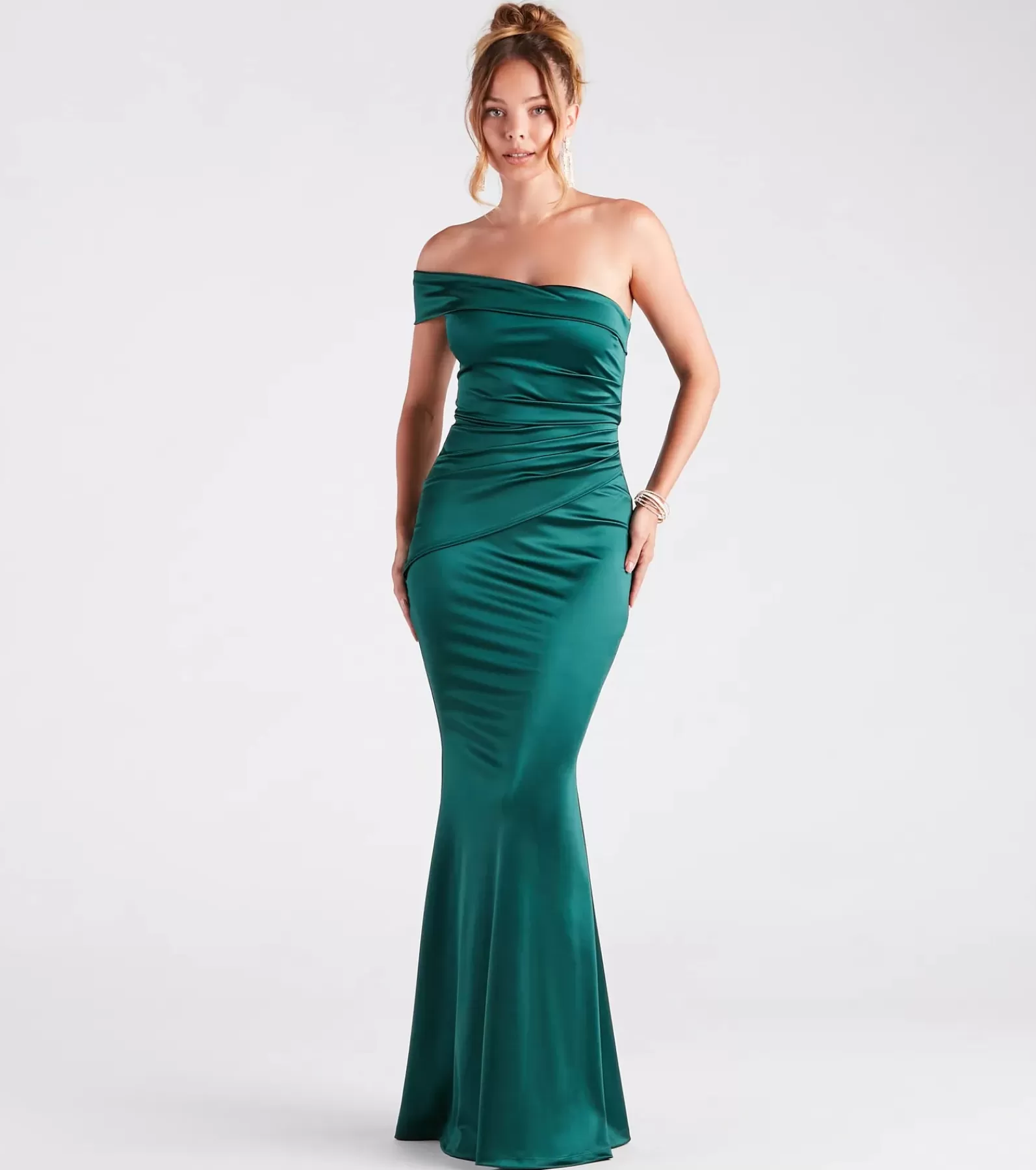 Windsor Rehearsal | Bridal Shower*Zoey Formal One-Shoulder Satin Mermaid Dress
